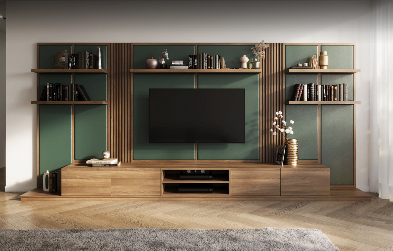 Innovative TV unit design, Majestic: Green